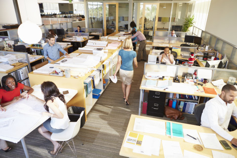 Interior Of Busy Modern Open Plan Office